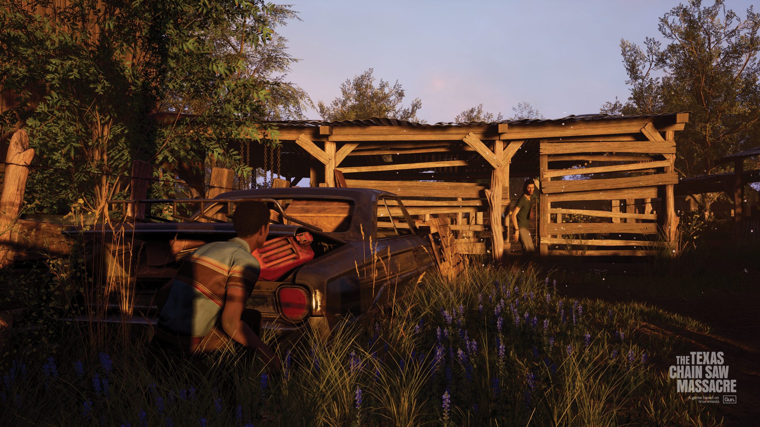 Sonny hides from The Hitchhiker at sunset.