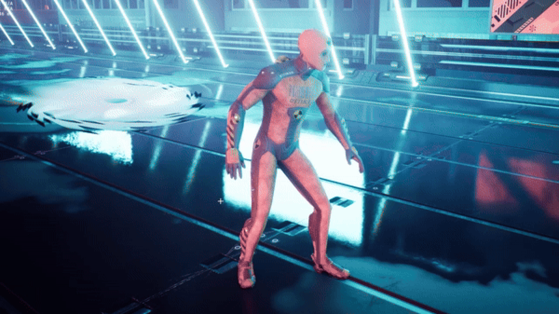 DEATHSPRINT 66 - Detatch Point A short clip showing the detatch points in DEATHSPRINT 66. In the game's high-tech and neon environment, a crash test dummy character is torn in half and the video shows how the limbs were designed to detatch and fly.