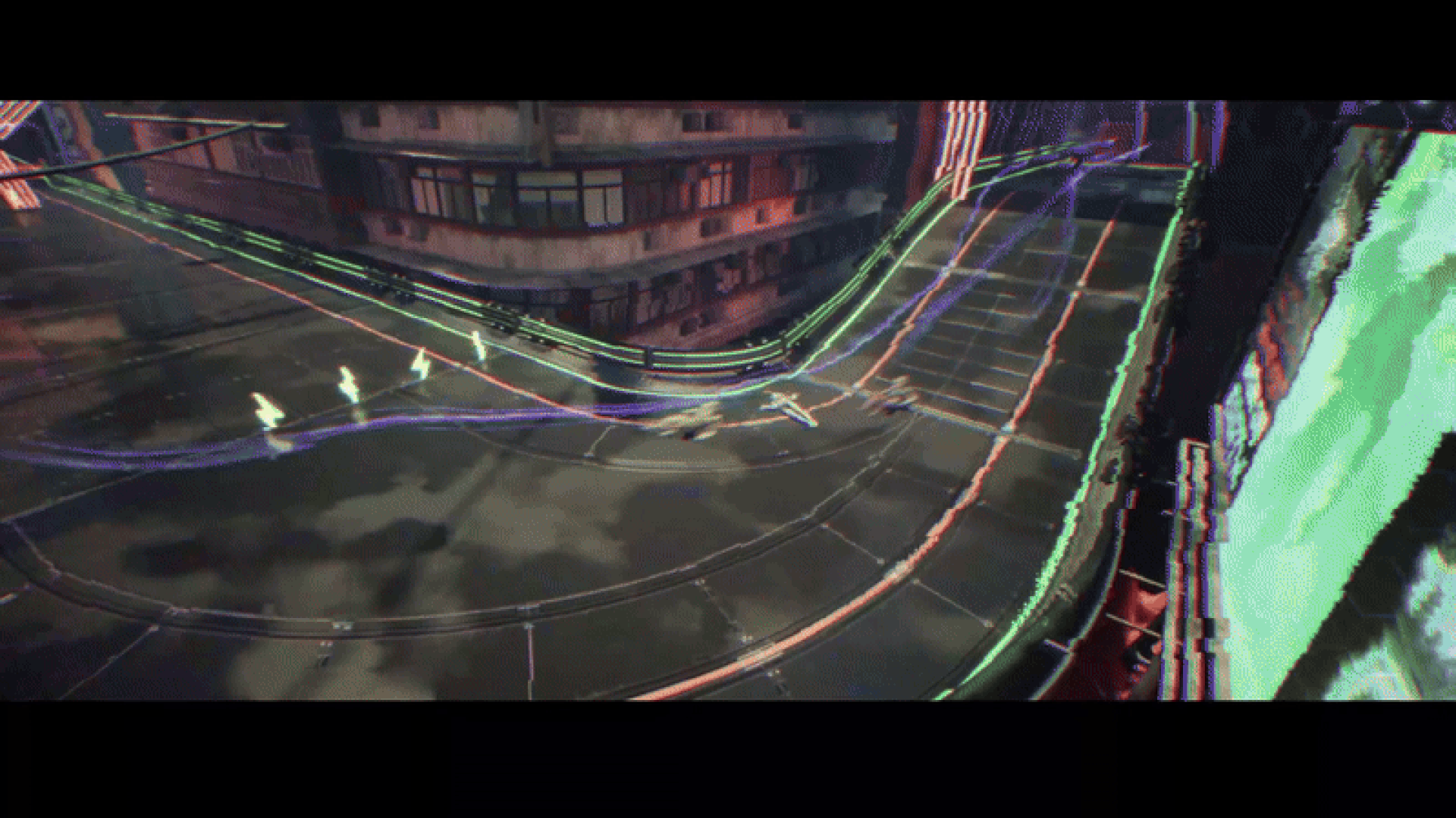 DEATHSPRINT 66 - A racer meets their end An in-game clip from DEATHSPRINT 66 showing racers meeting their end in various, brutal ways including running headfirst into a laser, and coming into contact with a meat grinder. The clip ends with a still shot on an arm without an owner.