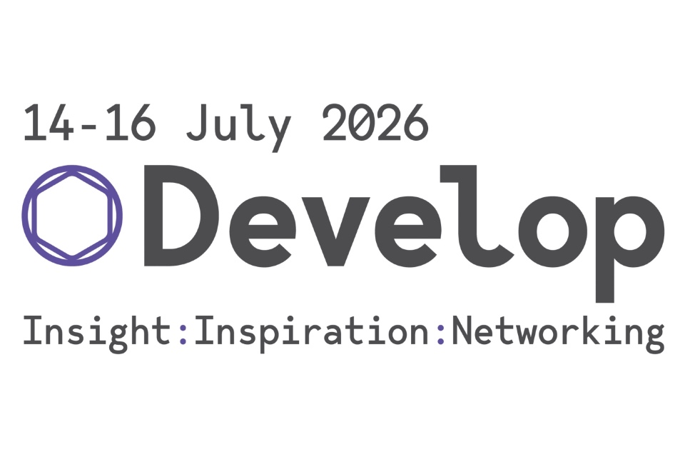 Text graphic for Develop:Brighton event, scheduled for 14-16 July 2026. Strapline reads Insight: Inspiration: Networking. The D in Develop is stylised with a purple geometric shape.