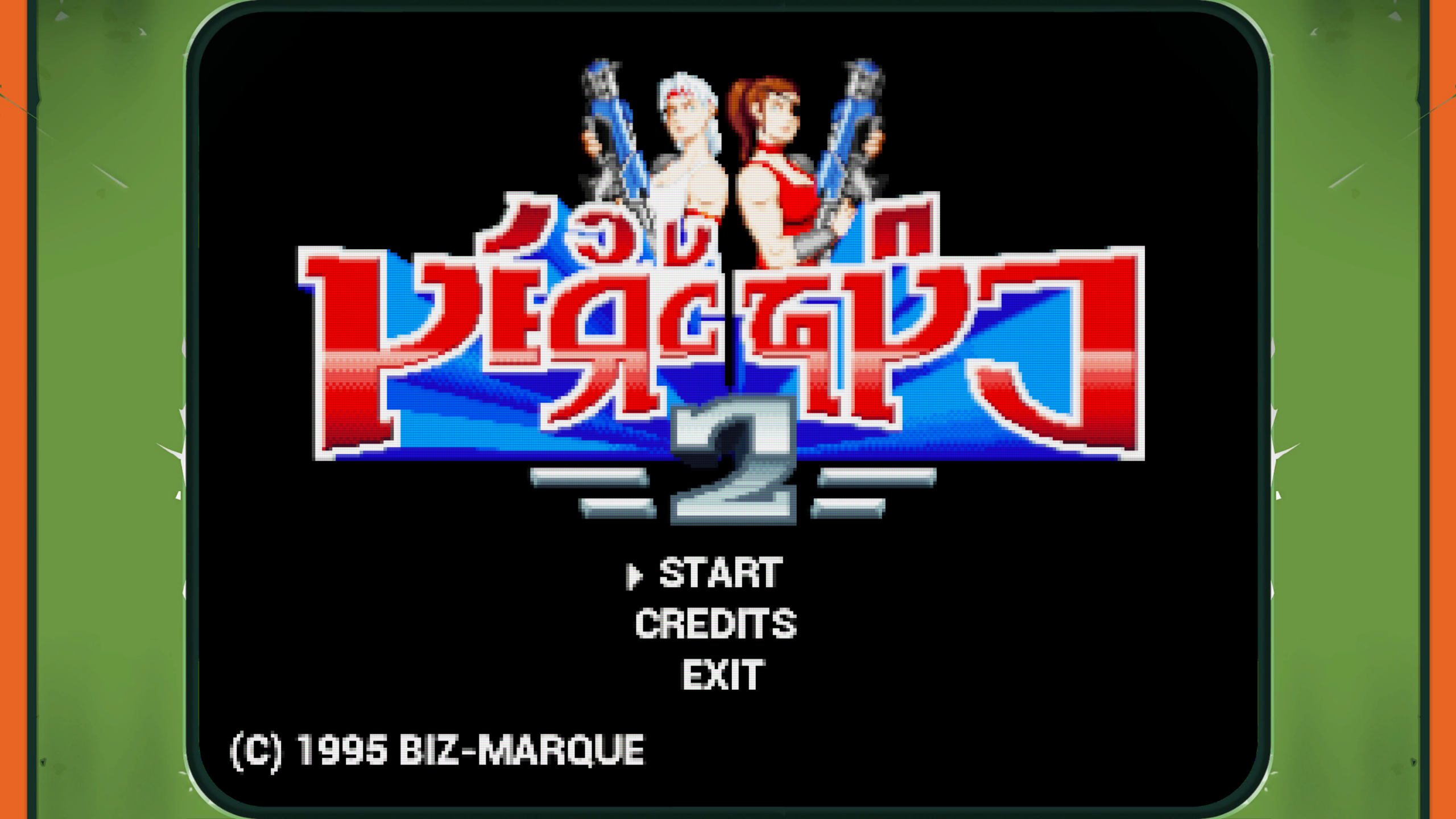 A screenshot of Caliber Chicks 2, a retro arcade mini-game created for Warframe by Sumo for their Warframe: 1999 update in December 2024.